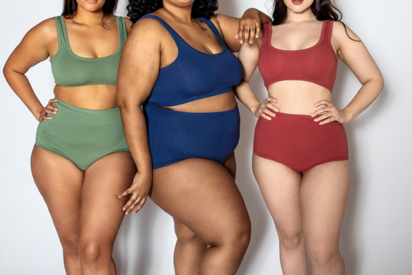 three women of diverse body sizes highlighting views on body image
